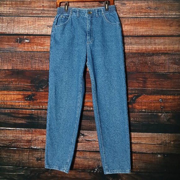 Lee Vintage 80s Jeans 12 Petite 12P 29X27.5 High Rise Mom Elastic Waist USA Made - Picture 3 of 7